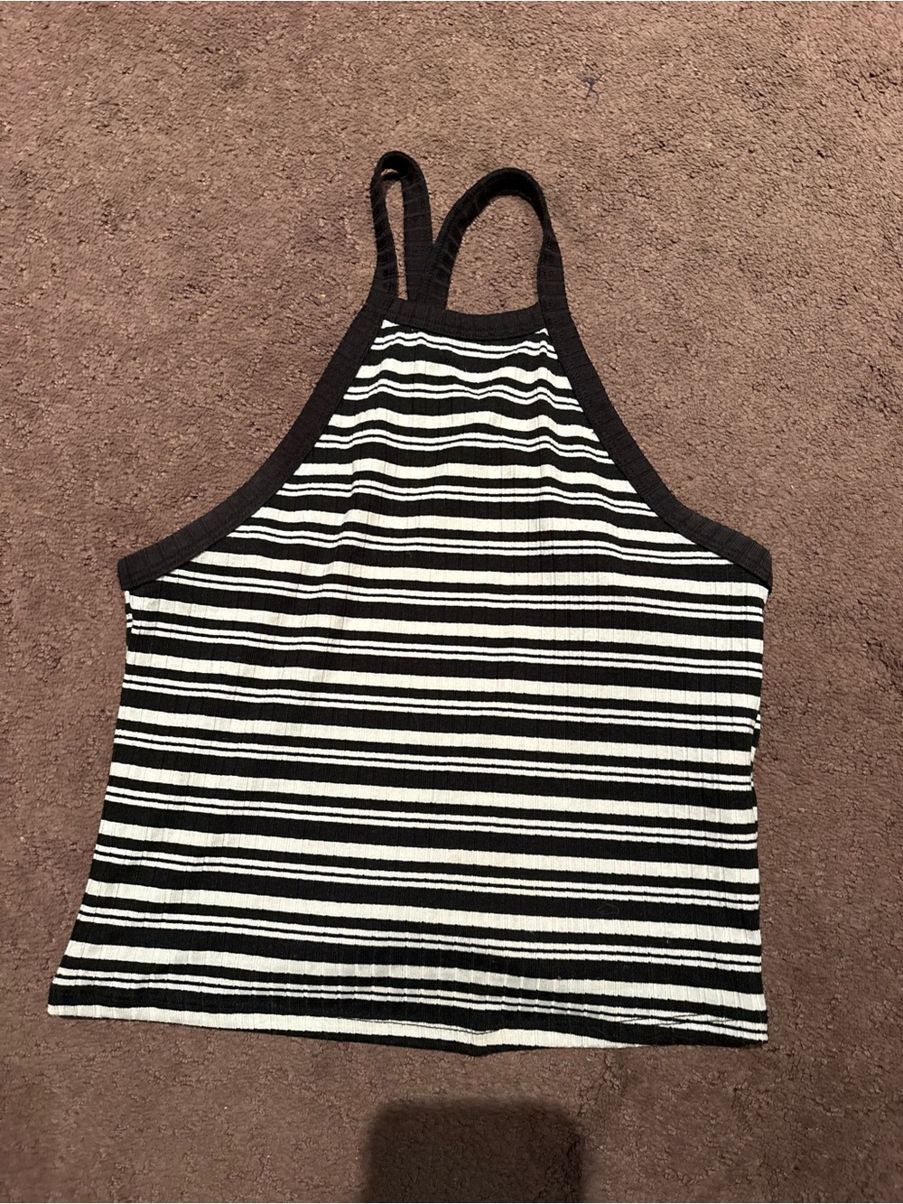 Ardene Black & White Striped Halter Tank